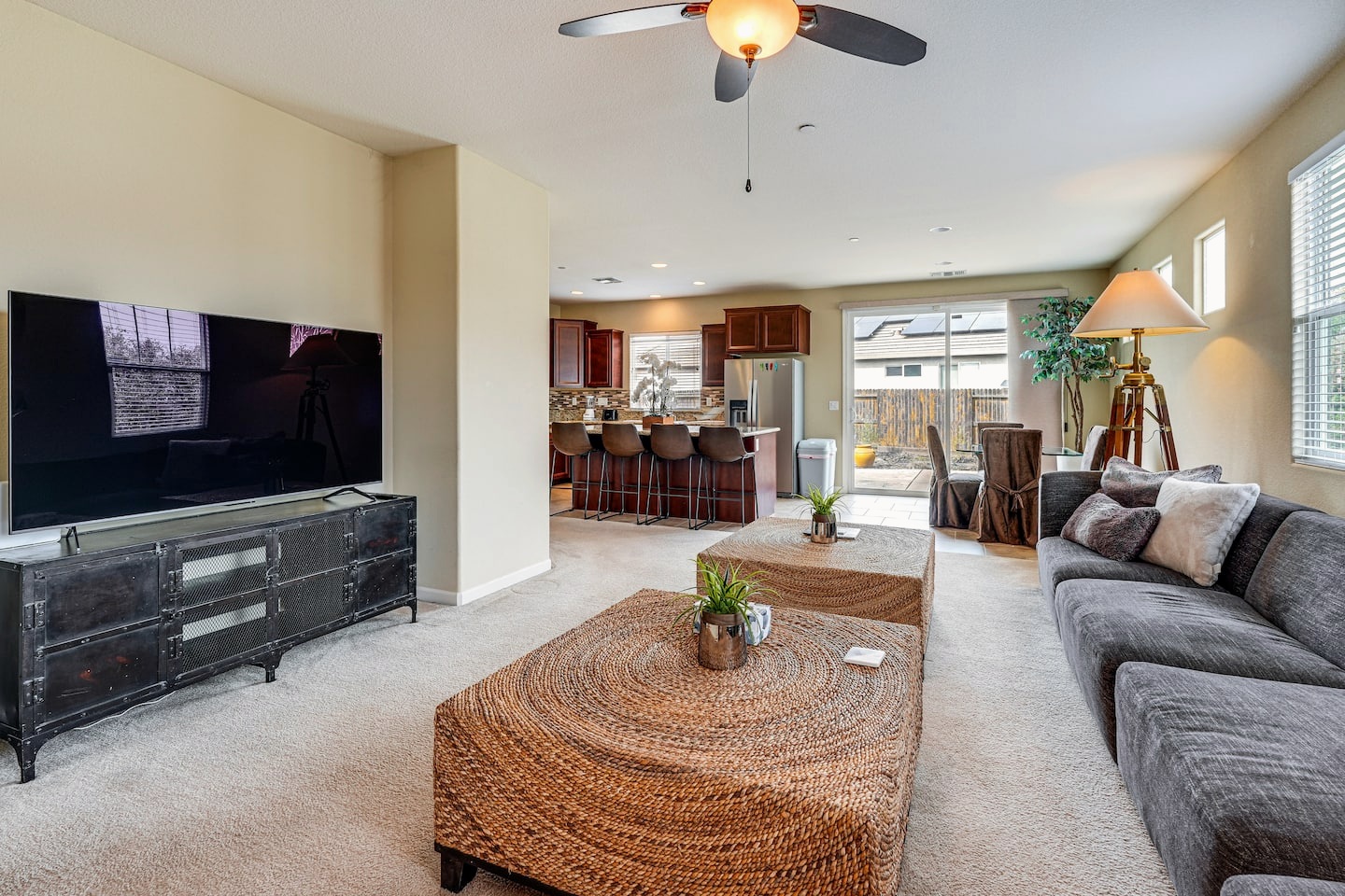 Living area looking toward the kitchen and dining space